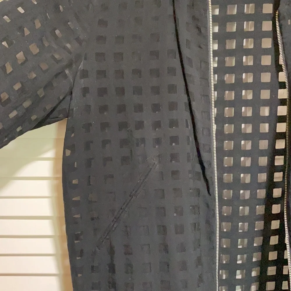 RARE! NWOT Zara Sheer Checkered Bomber Jacket / Cardigan - sz S, Black
